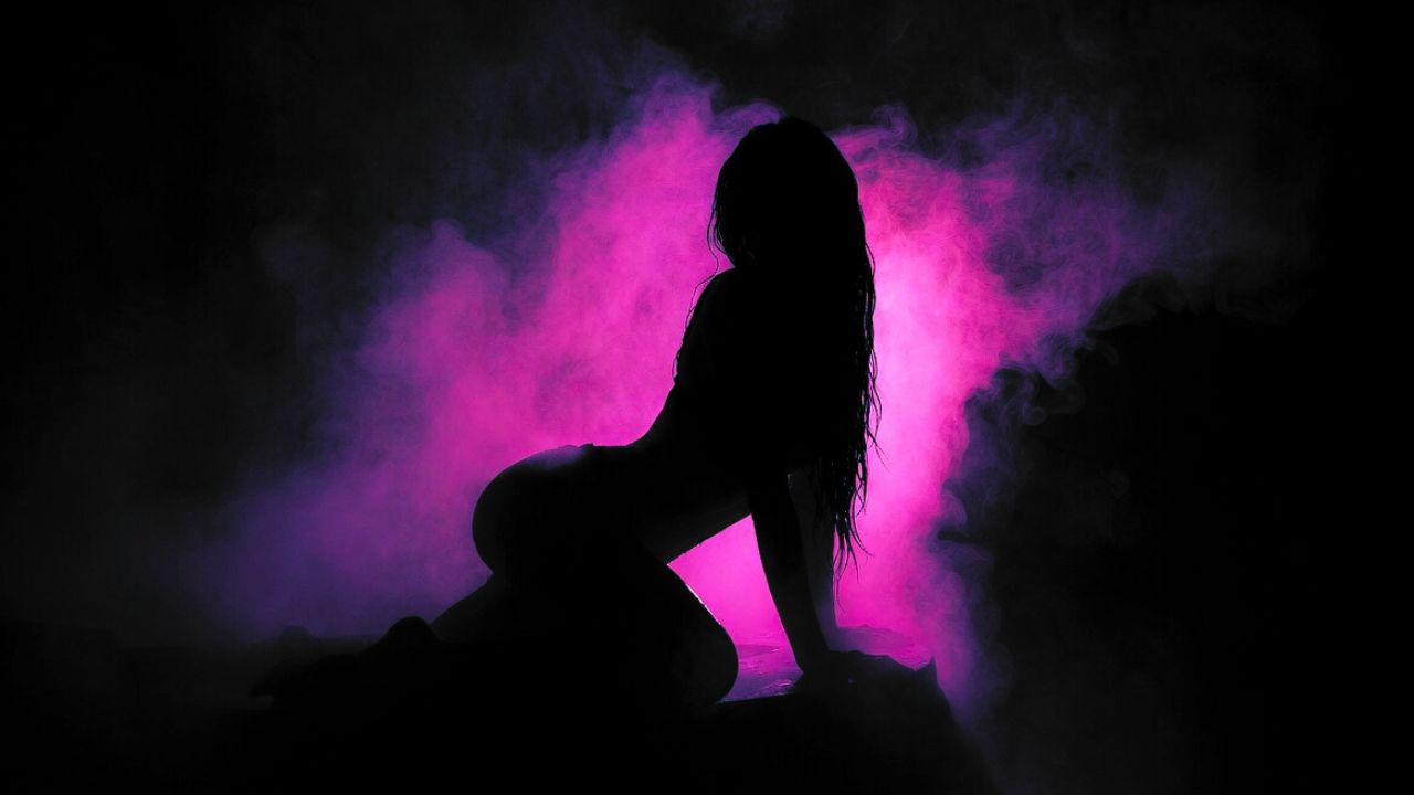 slim dark hair stylized background ()